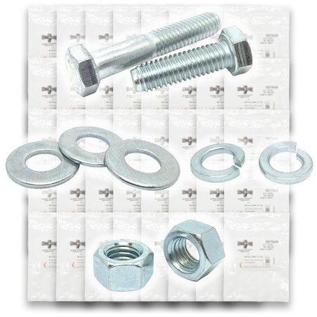 Boltsandnuts.Com Inch Grade 5 Hex Cap Screws, Hex Nuts, Flat & Lock Washers - 3400 PCS Assortment Kit #179
